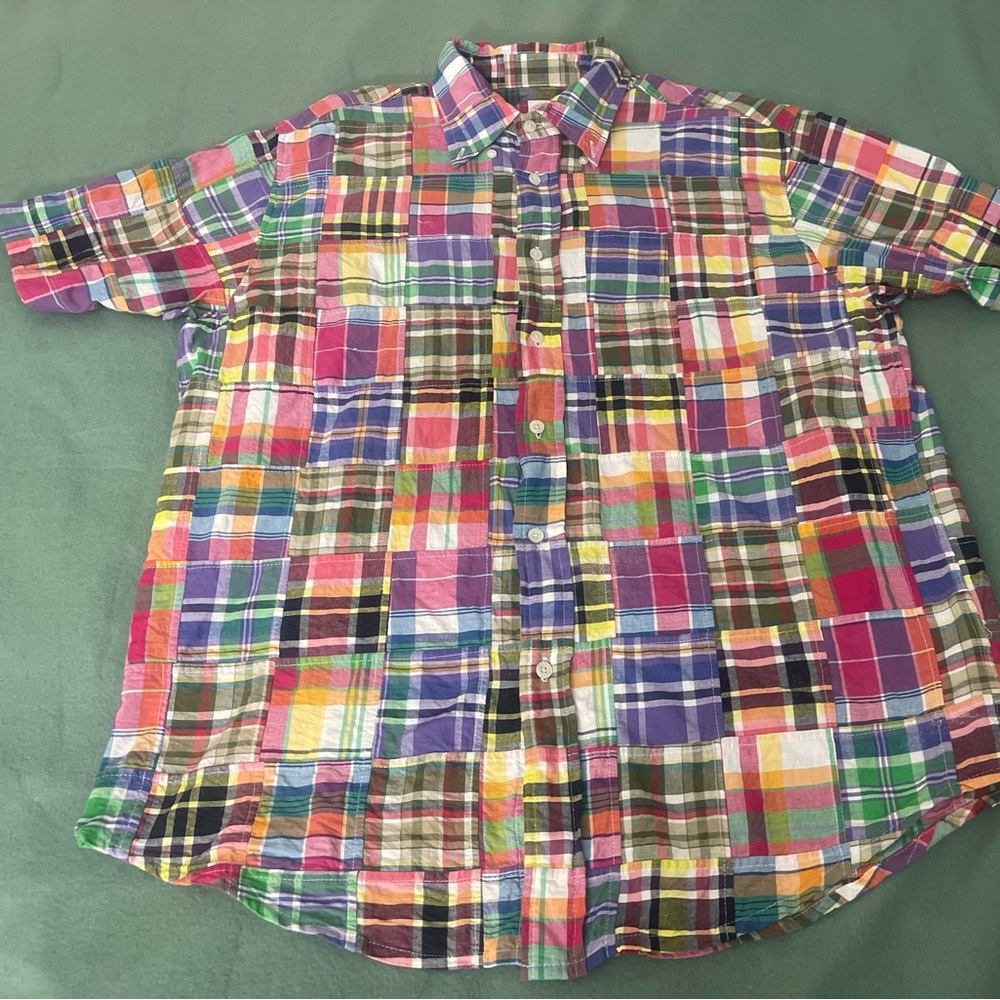 Brooks Brothers Shirt Mens L Colorblock Plaid Preppy Button Down Fun